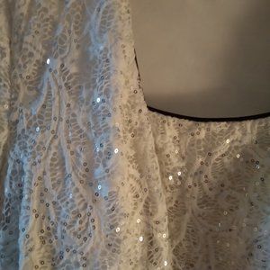 Black and white crepe/white sequined bodice with jacket